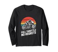 Motorcycle Rider Retro Sunset Full Throttle No Regrets Long Sleeve T-Shirt