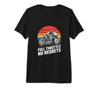 Motorcycle Rider Retro Sunset Full Throttle No Regrets Premium T-Shirt