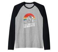 Motorcycle Rider Retro Sunset Full Throttle No Regrets Raglan Baseball Tee