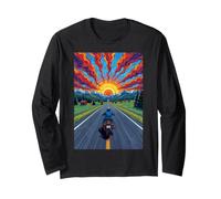 Motorcycle Rider Solitary Highway Sunset Freedom Long Sleeve T-Shirt