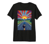 Motorcycle Rider Solitary Highway Sunset Freedom Premium T-Shirt