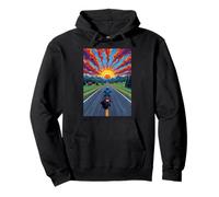 Motorcycle Rider Solitary Highway Sunset Freedom Pullover Hoodie