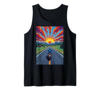 Motorcycle Rider Solitary Highway Sunset Freedom Tank Top