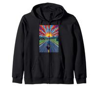 Motorcycle Rider Solitary Highway Sunset Freedom Zip Hoodie