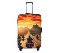 Motorcycle Rider Sunset Highway Elastic Travel Luggage Cover Suitcase Protector, Print Suitcase Baggage Cover Anti-Scratch