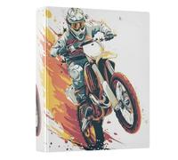 Motorcycle Rider with Flame 3 Ring Binders 1.5 Inch Clear View Three Ring Binders Versatile Binder Fits 200 Sheets 1 Pack