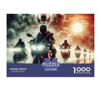 Motorcycle Riders Sunset Cloud Scene 1000 Piece Jigsaw Puzzle Paper for Adults Night Atmosphere Puzzle Game for Family Home Decor Gift 52x38cm/1000pcs