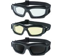 Motorcycle Riding Goggles: Heavy-Duty Riding Goggles"No Foam" Design w/Hard Case, Microfiber Cleaning Cloth & Pouch Included by Get Lost (Set of 3)