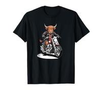 Motorcycle Riding Highland Cow Shirt Funny Scottish Biker T-Shirt