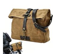 Motorcycle Saddlebag - Oil Waxed Canvas 16.54x11.81in | Motorbike Luggage Pack Side Tail Bag | Motorcycle Tail Organizer Storage Pouch for Riding Travel Commuting Camping and Daily Road Trip Use