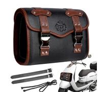 Motorcycle Saddlebag Pouch - Leather Handlebar Bag, Tool Storage Roll, Strap Organizer, Adjustable Motorcycle Accessory | Side Storage Compartment, Suitable for Touring Road Trip Adventure Riding