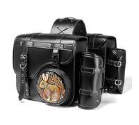 Motorcycle Saddlebags for Ascend Bella 50/Clash 150/Classic 150/Defender 300/F3 150/F4 200, Vintage Motorcycle Saddle Bag, Waterproof Leather Motorbike Travel Storage Bag, With Cup Holder,B