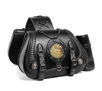Motorcycle Saddlebags for Ascend Bella 50/Clash 150/Classic 150/Defender 300/F3 150/F4 200, Vintage Motorcycle Saddle Bag, Waterproof Leather Motorbike Travel Storage Bag, With Cup Holder,D