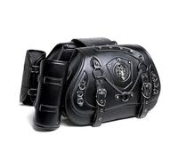 Motorcycle Saddlebags for Harley Davidson Fat Bob 1979-2023, Vintage Motorcycle Saddle Bag Leather Side Tail Bag, Waterproof Motorbike Saddle Bags with Cup Holder,B