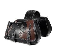 Motorcycle Saddlebags for Yamaha T MAX 2012-2014, Vintage Motorcycle Saddle Bag Leather Side Tail Bag, Waterproof Motorbike Saddle Bags with Cup Holder,E