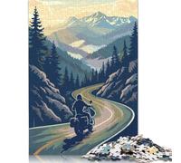 Motorcycle Scenic Road Jigsaw Puzzles Puzzles for Adults Kids. 1000 Pieces Impossible Challenge Toy Educational Game Home Decoration for Adults& Kids Age 14 Years Up 1000pcs (40x28cm)
