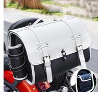 Motorcycle Seat Tail Bag, for Xlv 600 650 700 Transalp Dominator Nx650 Fmx650, Leather Tail Pack Back Seat Bag, Motorcycle Luggage Case, All Weather Trunk Bag,Black White