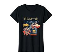 Motorcycle Shovelhead Engine Sushi Japan Tokyo Retro Art Value Graphic T-Shirt, Women, Black, S
