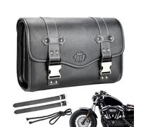 Motorcycle Side Bag - Leather Saddlebag, Handlebar Tool Pouch, Bar Roll Storage, Adjustable Strap Accessory | Bike Side Storage Bag, Ideal for Touring Commuting Adventure Travel Adventure Riding