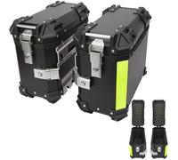 Motorcycle Side Case,Aluminum Side Cases for Motorcycle,38 L Motorbike Hard Side Saddlebag Box Trunk Tour panniers,1 Pair Black/Silver(Black,23x45x37 cm)