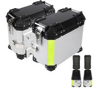 Motorcycle Side Case,Aluminum Side Cases for Motorcycle,38 L Motorbike Hard Side Saddlebag Box Trunk Tour panniers,1 Pair Black/Silver(Silver,23x45x37 cm)
