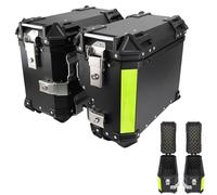Motorcycle Side Case,Aluminum Side Cases for Motorcycle,38 L Motorbike Hard Side Saddlebag Box Trunk Tour panniers,1 Pair Black/Silver(Black,17x45x37 cm)