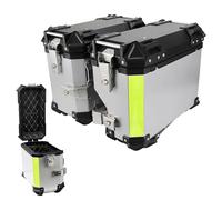 Motorcycle Side Cases 1 Pair,Aluminum Side Case Black,Silver Motorcycle Tail case Panniers 38L,Trunk Bag Luggage Box with Security Locks(Silver,17x45x37 cm)