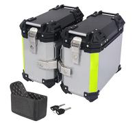 Motorcycle Side Cases Black Silver Hard Saddlebags for Motorcycle Scooter Trunk,38L Motorbike Side Case Motorcycle Rear Box,1 Pair panniers(Silver,23x45x37 cm)