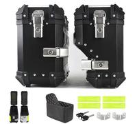 Motorcycle Side Cases,Motorcycle Luggage Side Bag with Lock,Hard Saddlebags for Motorcycle Scooter Trunk,38L Motorcycle case panniers Silver/Black Side Box 1 Pair(Black,17x45x37 cm)