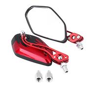 Motorcycle Side Mirror, 1 Pair of 8mm 10mm Motorcycle Wing Mirrors Universal Motorbike Motorcycle Scooter Aluminum Flame Pattern Rearview Rear View Wing Mirrors Adjustable Handlebar (Red)