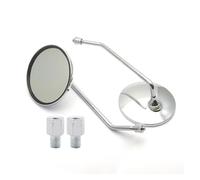 Motorcycle Side Mirror A Pair Chrome Universal Motorbike Rear View Mirror 8mm 10mm Adapter Thread Round Oval Convex Mirrors Motorbike Parts
