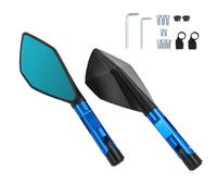 Motorcycle Side RearView Mirror For XVS950 XV1900 XVS1300 FZ8 FZ1 FZ-6 R Rotatable Handlebar Mounting Convex Mirror(BLUE)