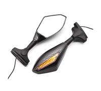 Motorcycle Side Rearview Mirrors Turn Signals Indicator With Lights For VFR 750 800 VTR1000F CBR125R CBR300R CBR300F Accessories(Carbon fiber)
