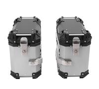 Motorcycle Side Suitcase, Anti -Theft 2PCs Storage Case Catering Box Aluminum Alloy for Raincoat for Water Bottle (Silver)