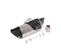 Motorcycle Silencer For Benelli For TRK502 Motorcycle Oblique Four-corner Real Carbon Fiber Cover Carbon Head Exhaust Pipe(Titanium color)