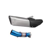 Motorcycle Silencer For CB300R 2018-2024 Stainless Steel Front Section M12 Titanium Color Belt Real Carbon Cover Tail Section Exhaust Kit(Burning blue kit)