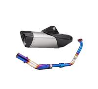 Motorcycle Silencer For MT-15 For YZF-R15 Motorcycle Stainless Steel Front Section Real Carbon Head And Tail Section Full Exhaust Pipe(Blued front section set)