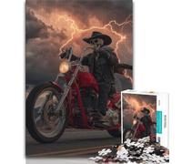 Motorcycle Skeleton 1000 Piece Jigsaw Puzzles,Challenging Game And Family Play for Is Ideal As A Gift for The Whole Family 50x75cm