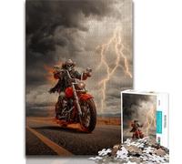 Motorcycle Skeleton 1000 Pieces Jigsaw Puzzles for Adults And Teens,Staycation Kill Time Every Piece Is Unique - Challenging Family Fun Game 38x26cm