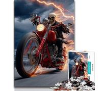 Motorcycle Skeleton Puzzles for Adults Teens 1000pc Puzzle,Challenging Game Toys Every Piece Is Unique - Challenging Family Fun Game 50x75cm