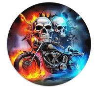 Motorcycle Skull 1000 Piece Jigsaw Puzzle for Adults Day of The Dead Brainteasing Jigsaws Educational Games Fun Present & Activity 1000pcs (67.5x67.5cm)