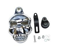 Motorcycle Skull Horn Cover for Harley Dyna Sportster Softail V Rod Big Twin Evo 1992-2012 with Stock Horn Between Cylinders (Chrome)