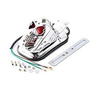 Motorcycle Skull Tombstone Rear Turn Brake Tail Light Signal Cruiser Chopper Touring Scooter Offroad Atv Dual Sport Bike (Chrome)