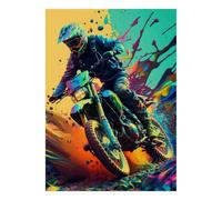 Motorcycle Splash Color Jigsaw Puzzle, 1000 Pcs For Adults | 70x50cm Cardboard, Brain Workout, Accurate Cutting, Adult Hobbyists, Stress Reduction