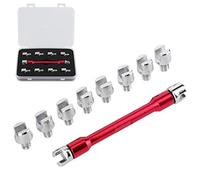 Motorcycle Spoke Wrench, 5.0-6.8mm Interchangeable Spoke Key Set, Dirt Bike Spoke Wrench with CNC Aluminum Alloy, Heavy Duty Spanner Tool for Motorbike Wheel Nipples, 93mm (Red)