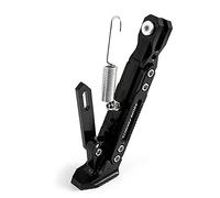 Motorcycle Stand with Spring Set - Universal CNC Aluminium Alloy Adjustable Tripod Holder Side Parking Foot Rest for Scooter Electric Dit Pit Bike (Black)