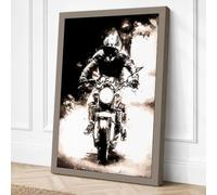 Motorcycle Straight Ahead Canvas Wall Art Print 24x16 Inch | Ready to Hang, Gallery Wrapped, Fade-Resistant Inks, Securely Packaged, UK Made