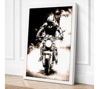 Motorcycle Straight Ahead Canvas Wall Art Print 30x20 Inch | Ready to Hang, Gallery Wrapped, Fade-Resistant Inks, Securely Packaged, UK Made