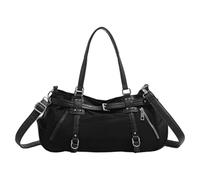 Motorcycle Styles Bag Retro Aesthetic Womens PU Leather Handbag Detachable Strap Daily Essential Shoulder Purse