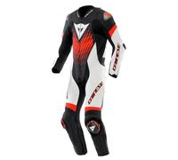 Dainese Laguna Seca 6 1- Piece Motorcycle Leather Suit, black-white-red, size 58 for Men